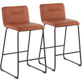 Casper 26" Counter Stool in Camel Leatherette & Black Metal (Set of 2)
